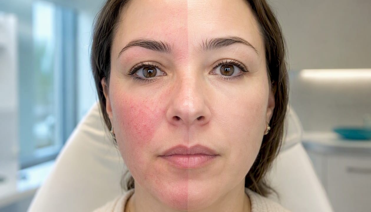 Evolución del enrojecimiento facial antes y después del tratamiento con IPL