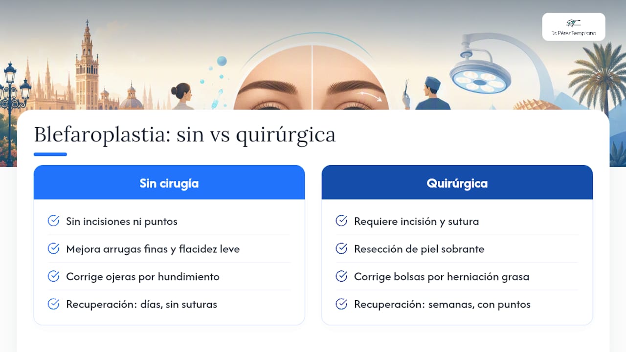 Comparativa entre blefaroplastia no quirúrgica y cirugía