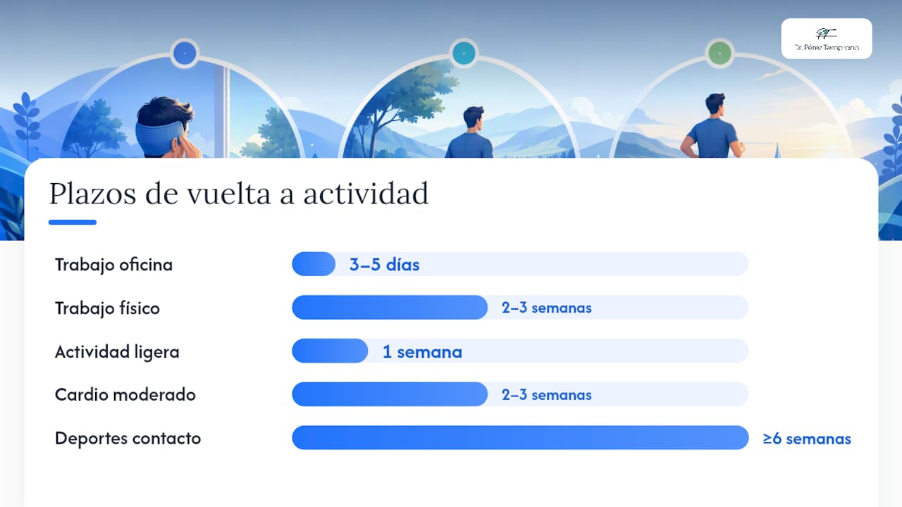 Cuándo volver al trabajo, al deporte y a la vida social — overview diagram