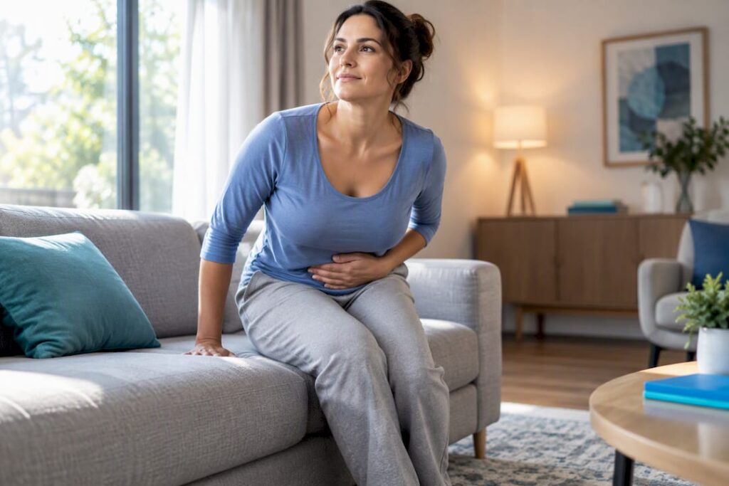 Paciente incorporándose durante la recuperación abdominal