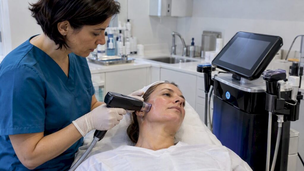 Morpheus8 aplicado en una sesión de tratamiento facial especializado